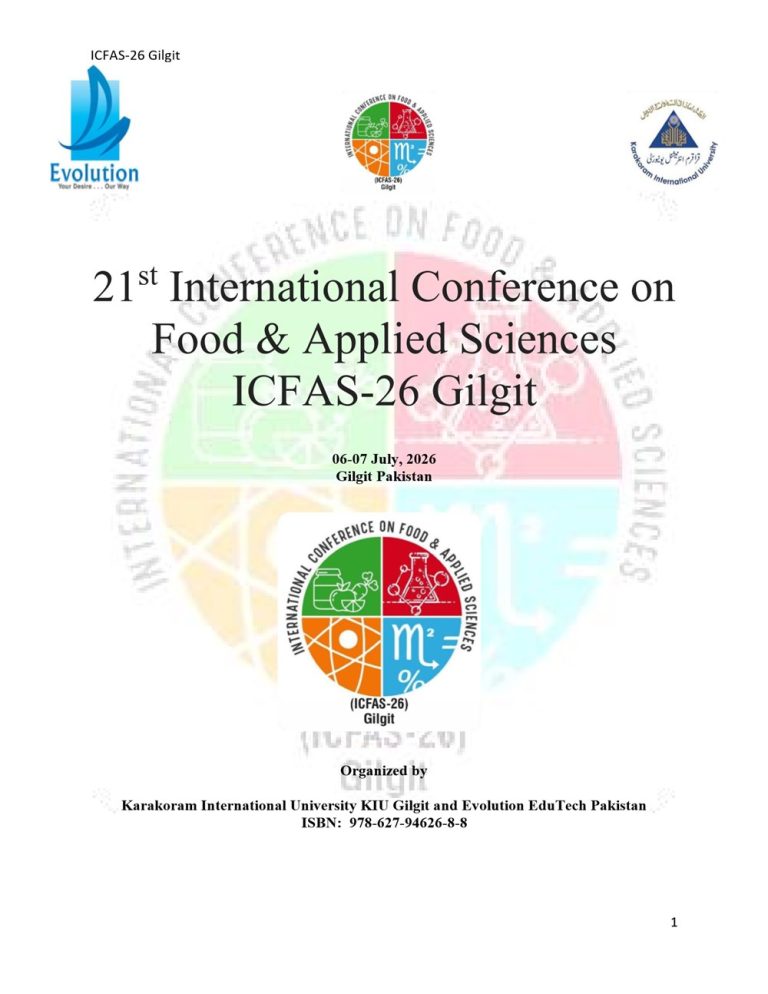 Cover of the book of abstracts: 21st International Conference on Food & Applied Sciences, Gilgit