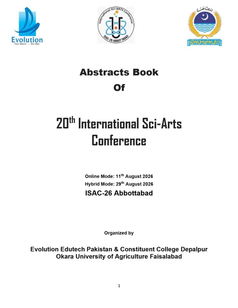 Cover of the book of abstracts: 20th International Sci-Arts Conference, Abbottabad