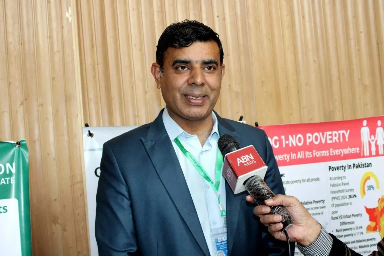 Evolution EduTech Managing Director giving a television interview at GCHCSS-25 in Multan