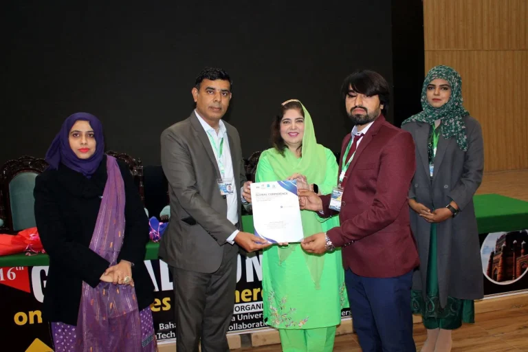 Certificate presented to a delegate on the GCHCSS-25 stage in Multan