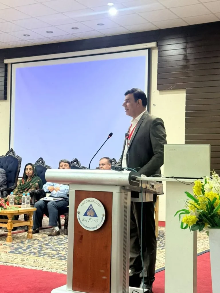 Session speaker addressing delegates at ICFAS-26, Karakoram International University, Gilgit