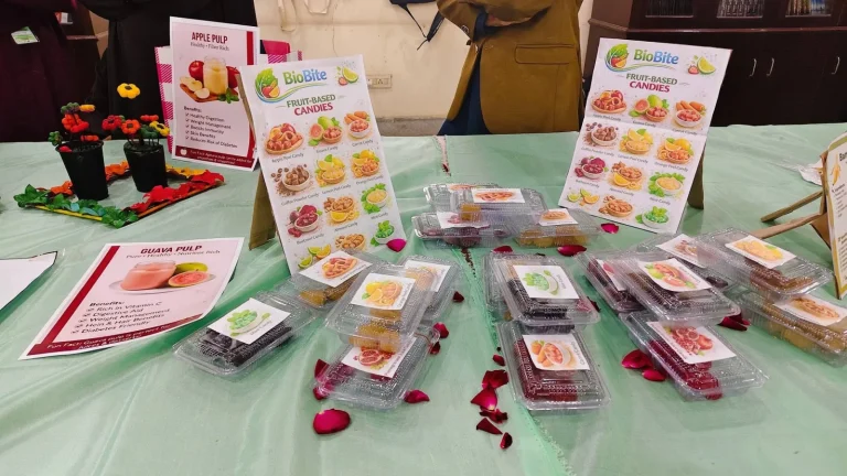 BioBite fruit-based candies and fruit pulp products displayed by students at IRWACE-25